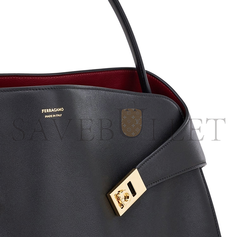 FERRAGAMO LARGE GANCINI LEATHER TOTE BAG 219725 (40*28*12 cm)